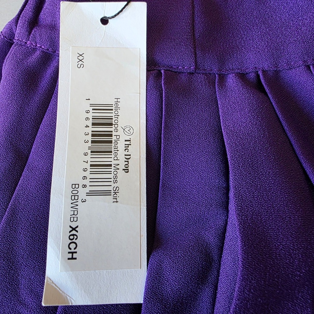 The Drop Heliotrope Pleated Skirt Women's XXS Purple NWT slit skort dramatic - Picture 3 of 8
